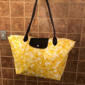 Longchamp tote in yellow and natural canvas